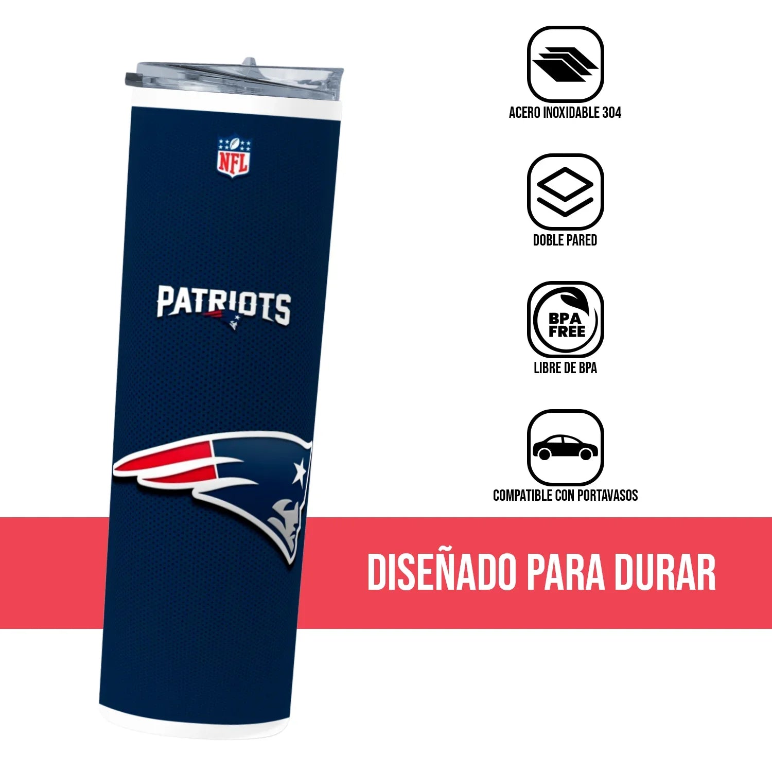 Termo Skinny Tumbler 20 oz de acero inoxidable - Patriots 2