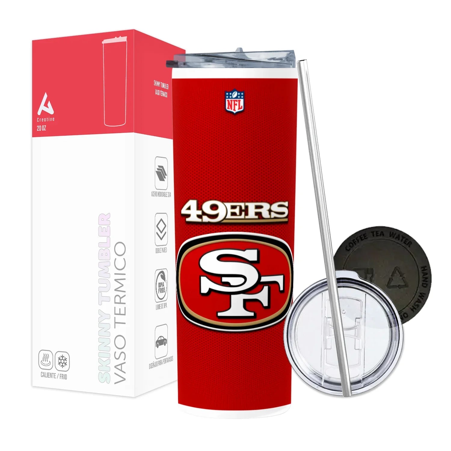 Termo Skinny Tumbler 20 oz de acero inoxidable - San Francisco 49ers