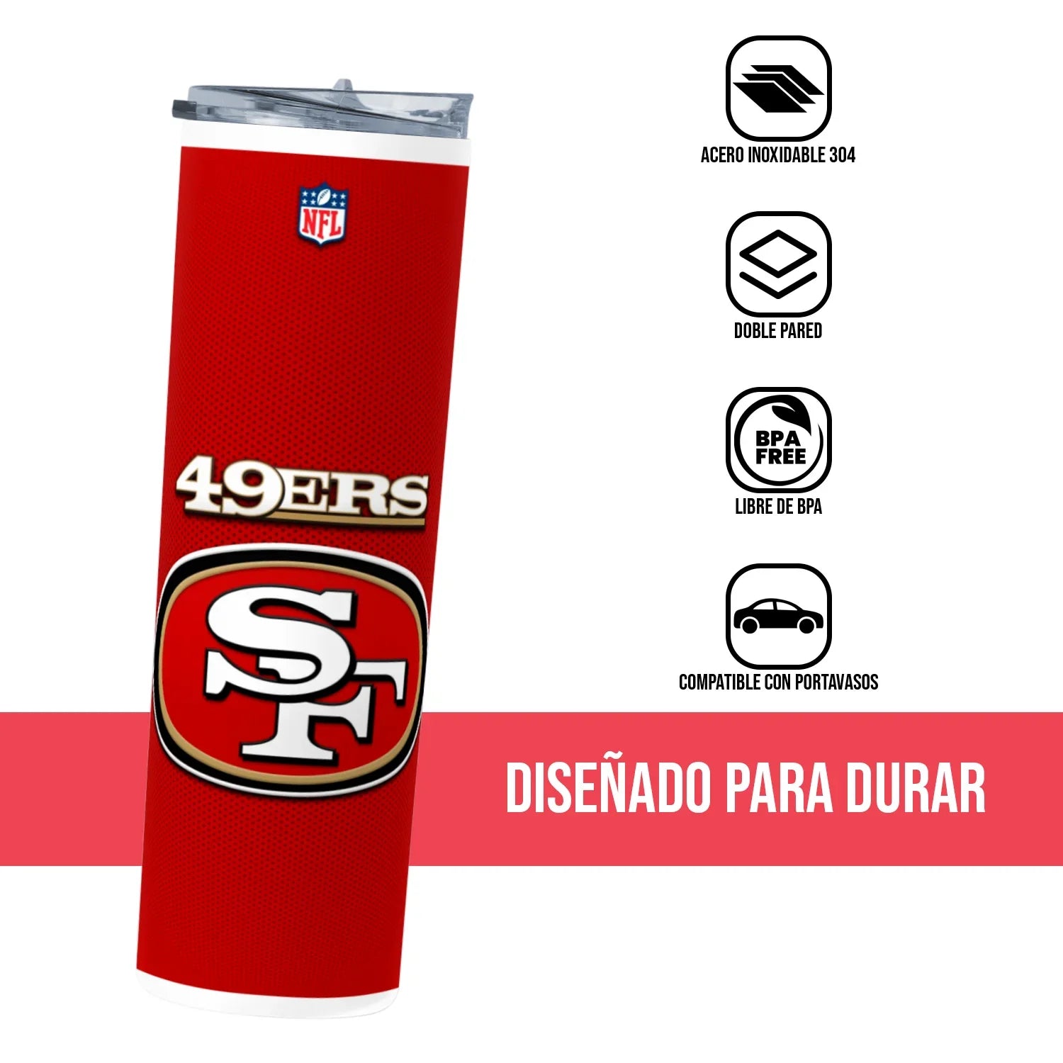 Termo Skinny Tumbler 20 oz de acero inoxidable - San Francisco 49ers