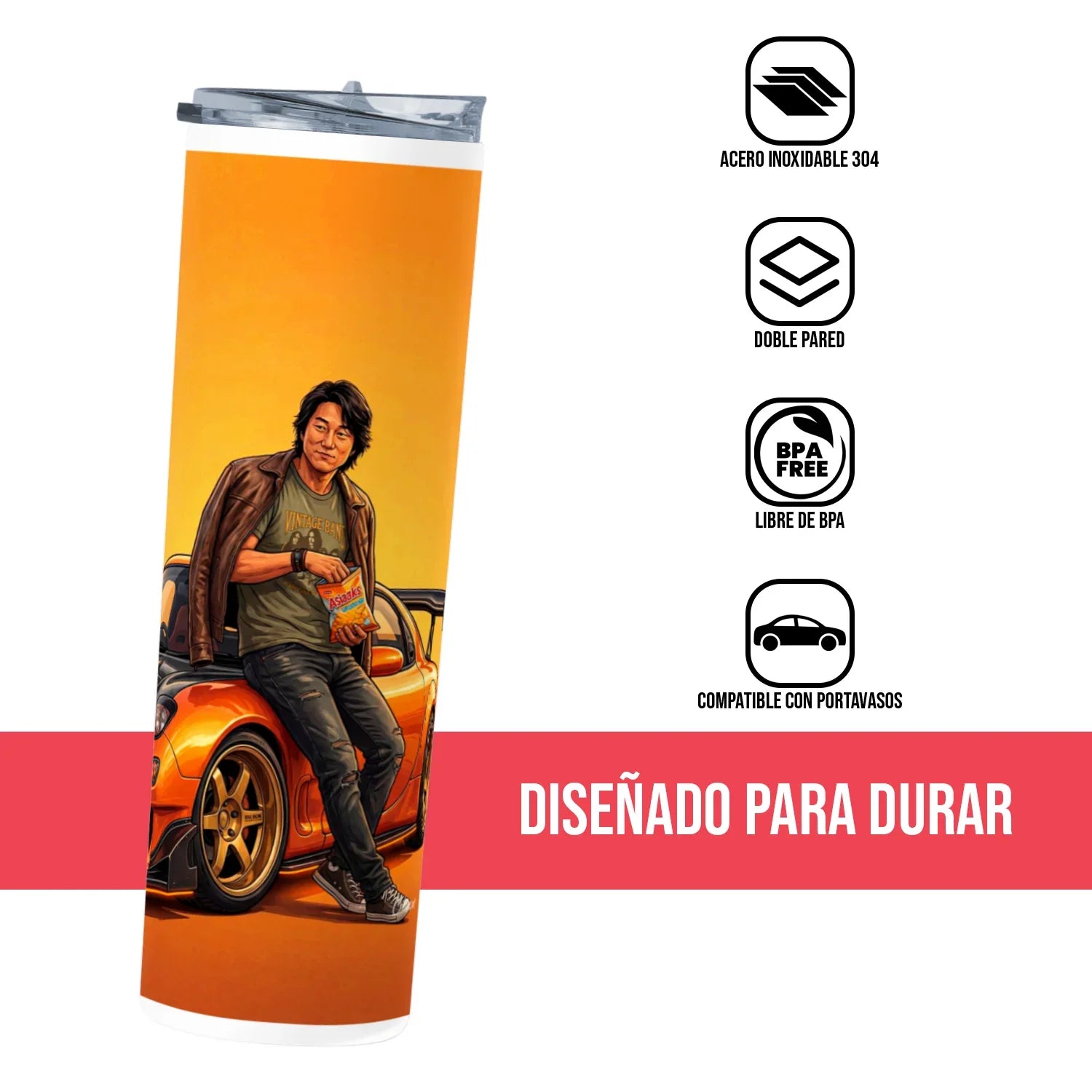 Termo Skinny Tumbler 20 oz de acero inoxidable - Fast Furious Han