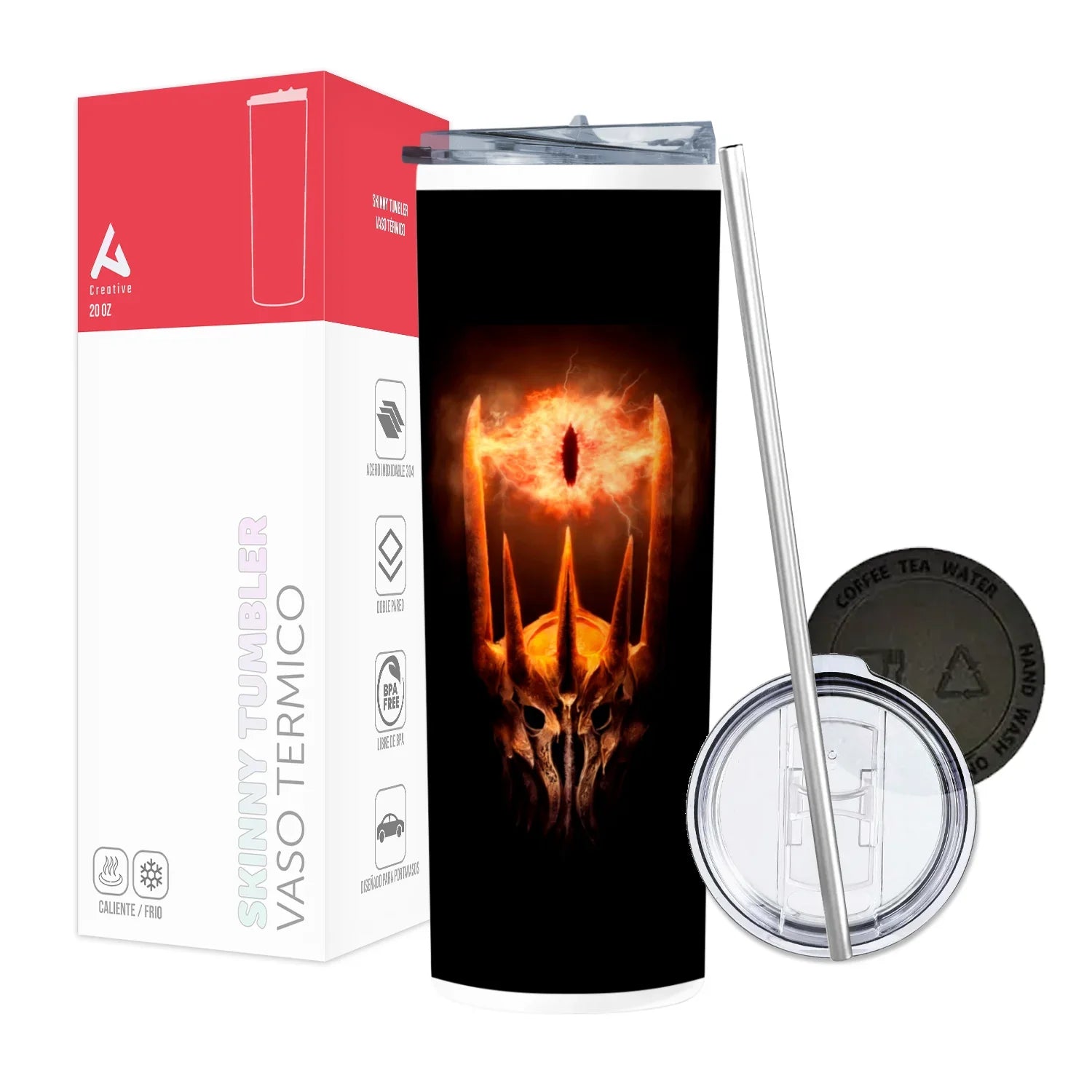 Termo Skinny Tumbler 20 oz de acero inoxidable - Sauron The Lord Of The Rings