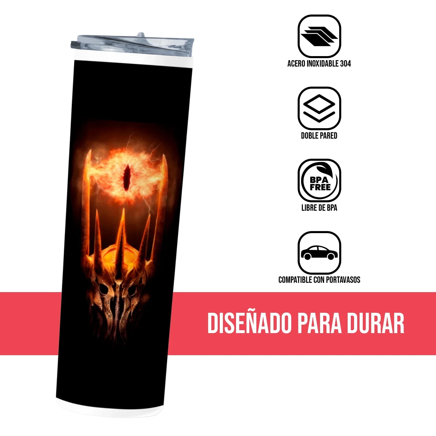 Termo Skinny Tumbler 20 oz de acero inoxidable - Sauron The Lord Of The Rings