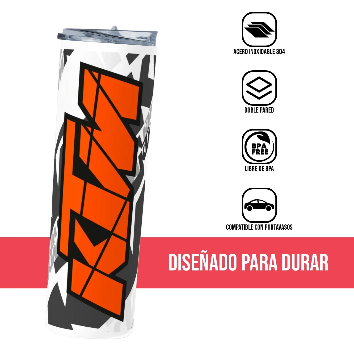 Termo Skinny Tumbler 20 oz de acero inoxidable - KTM