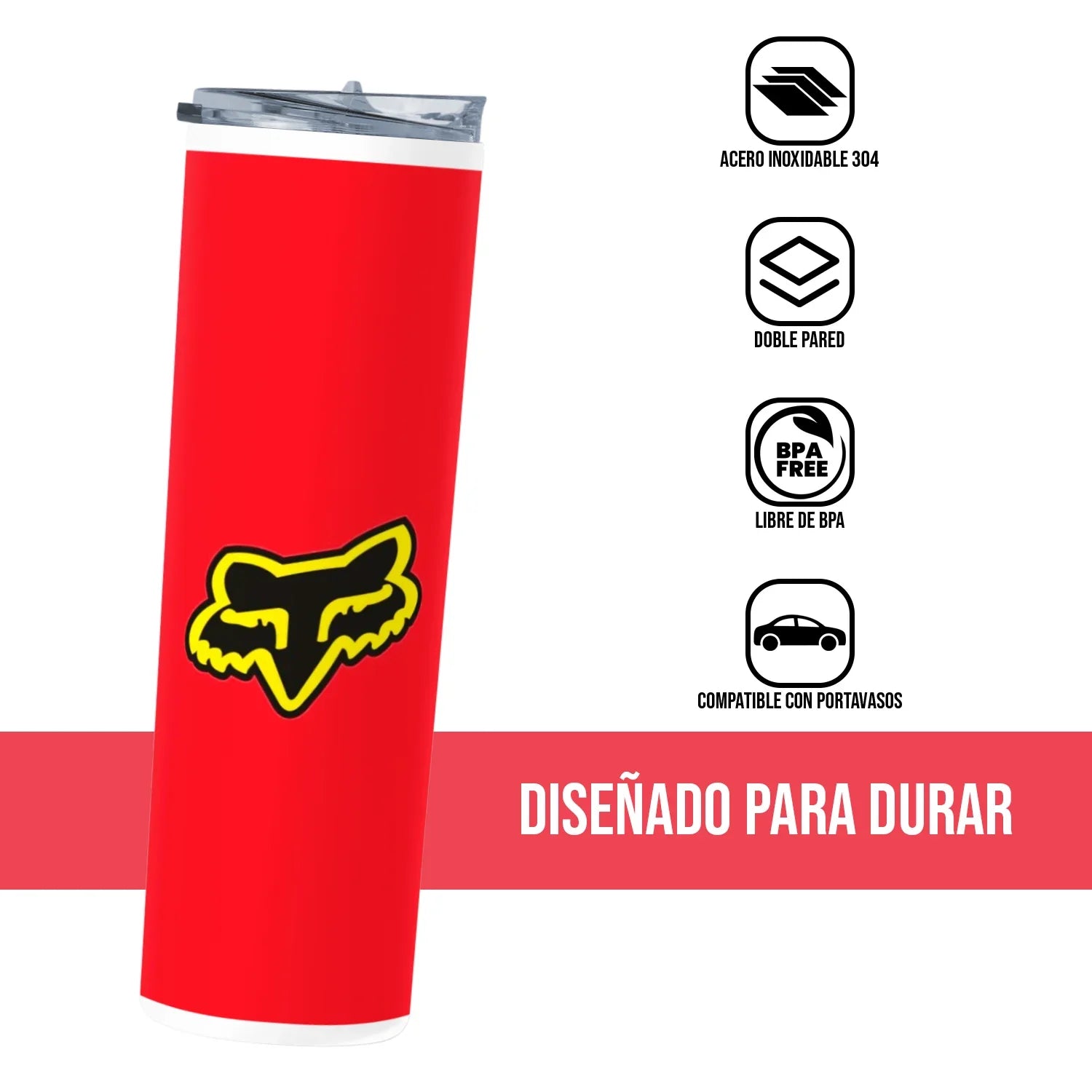 Termo Skinny Tumbler 20 oz de acero inoxidable - Fox Racing