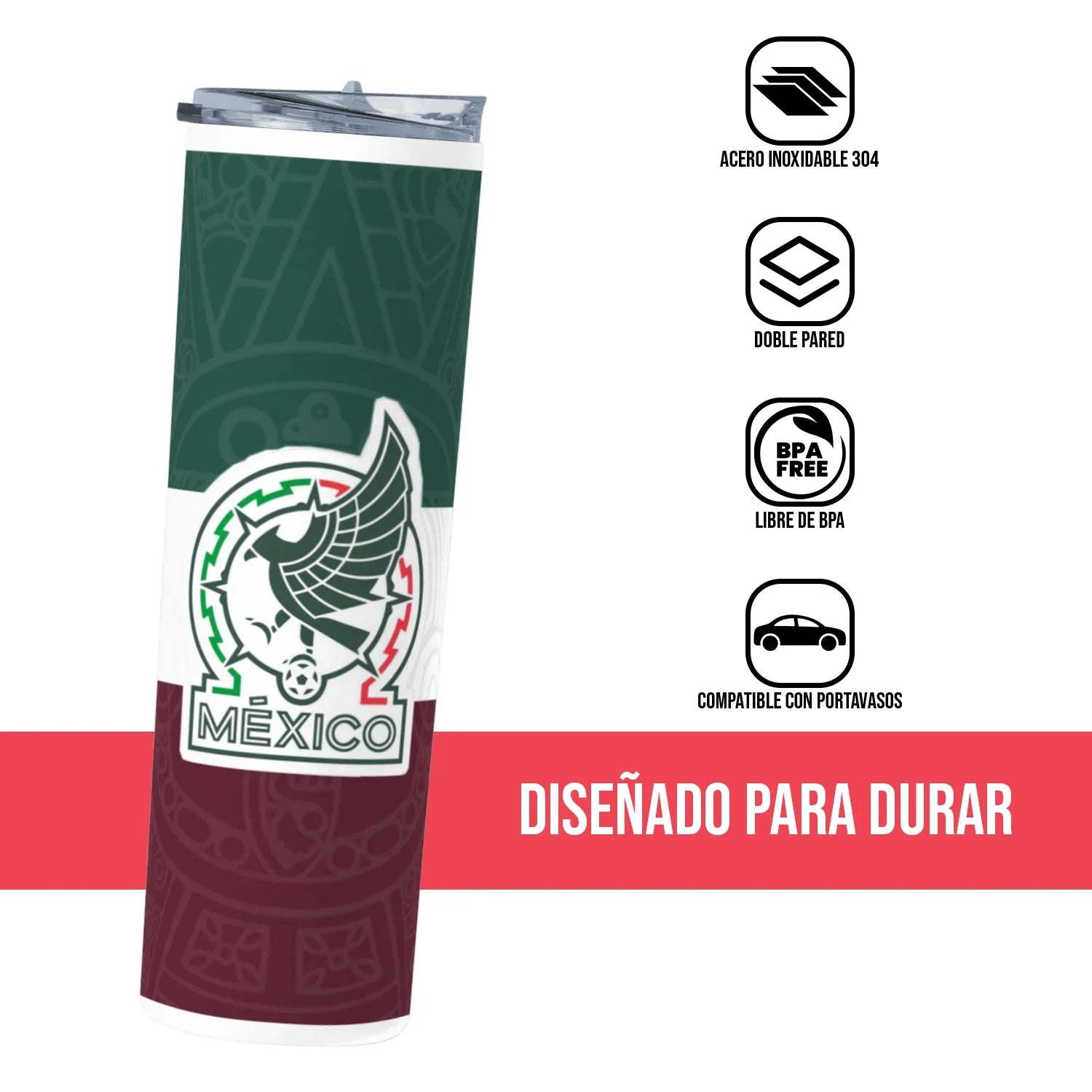 Termo Skinny Tumbler 20 oz de acero inoxidable - Mexico Seleccion 2