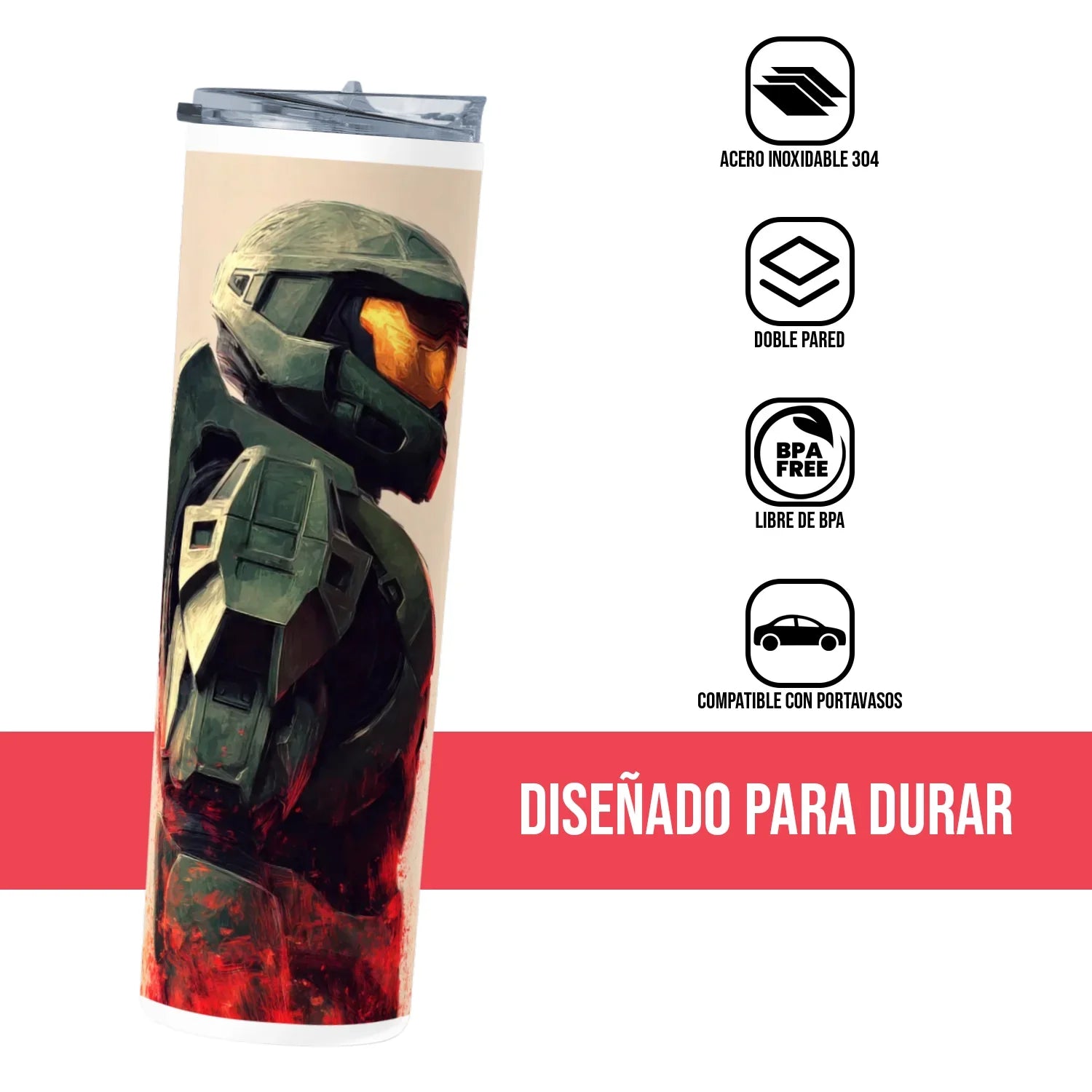 Termo Skinny Tumbler 20 oz de acero inoxidable - Master Chief 02