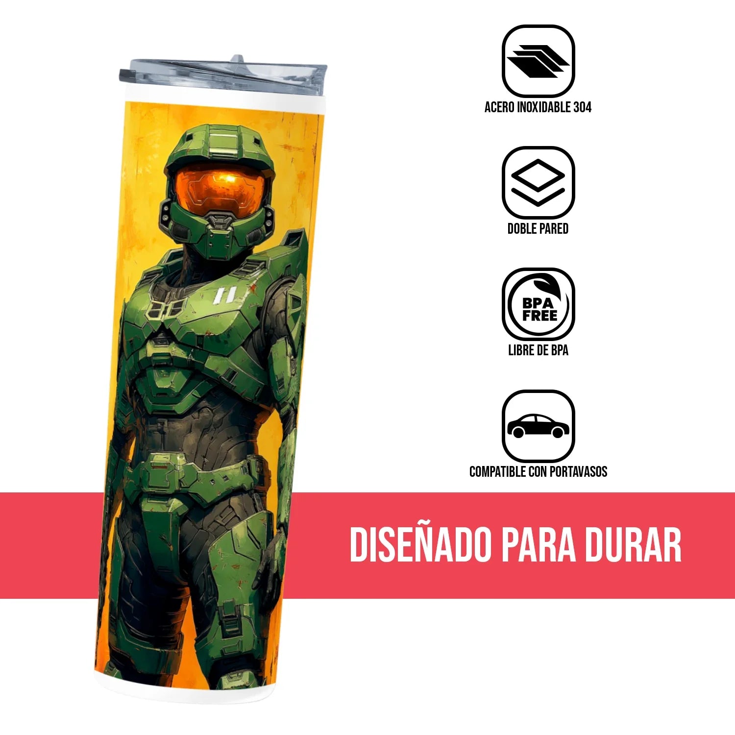 Termo Skinny Tumbler 20 oz de acero inoxidable - Master Chief 03
