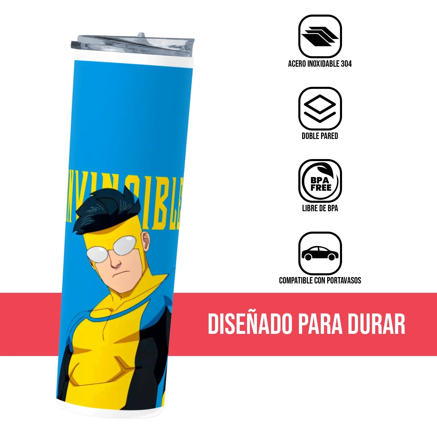 Termo Skinny Tumbler 20 oz de acero inoxidable - Invincible