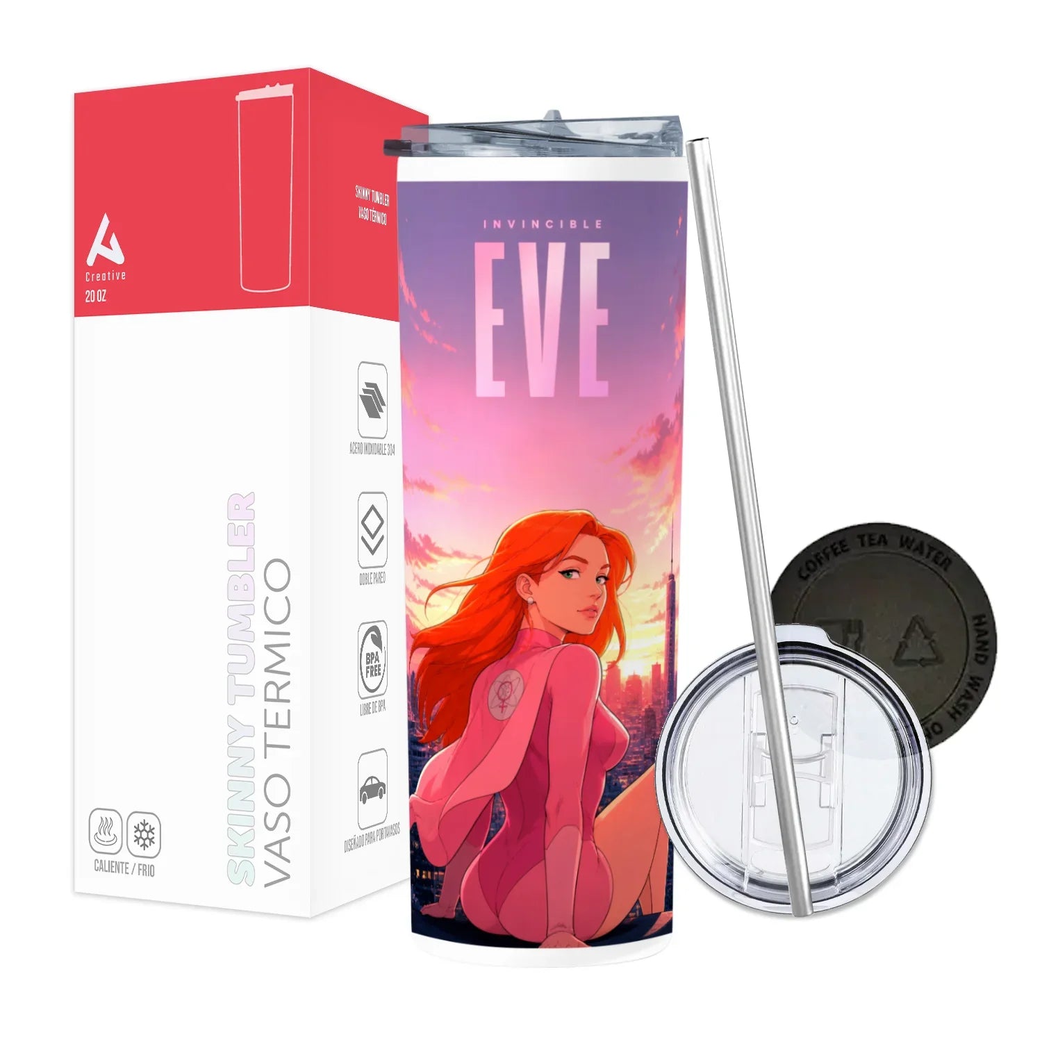 Termo Skinny Tumbler 20 oz de acero inoxidable - Invincible Eve