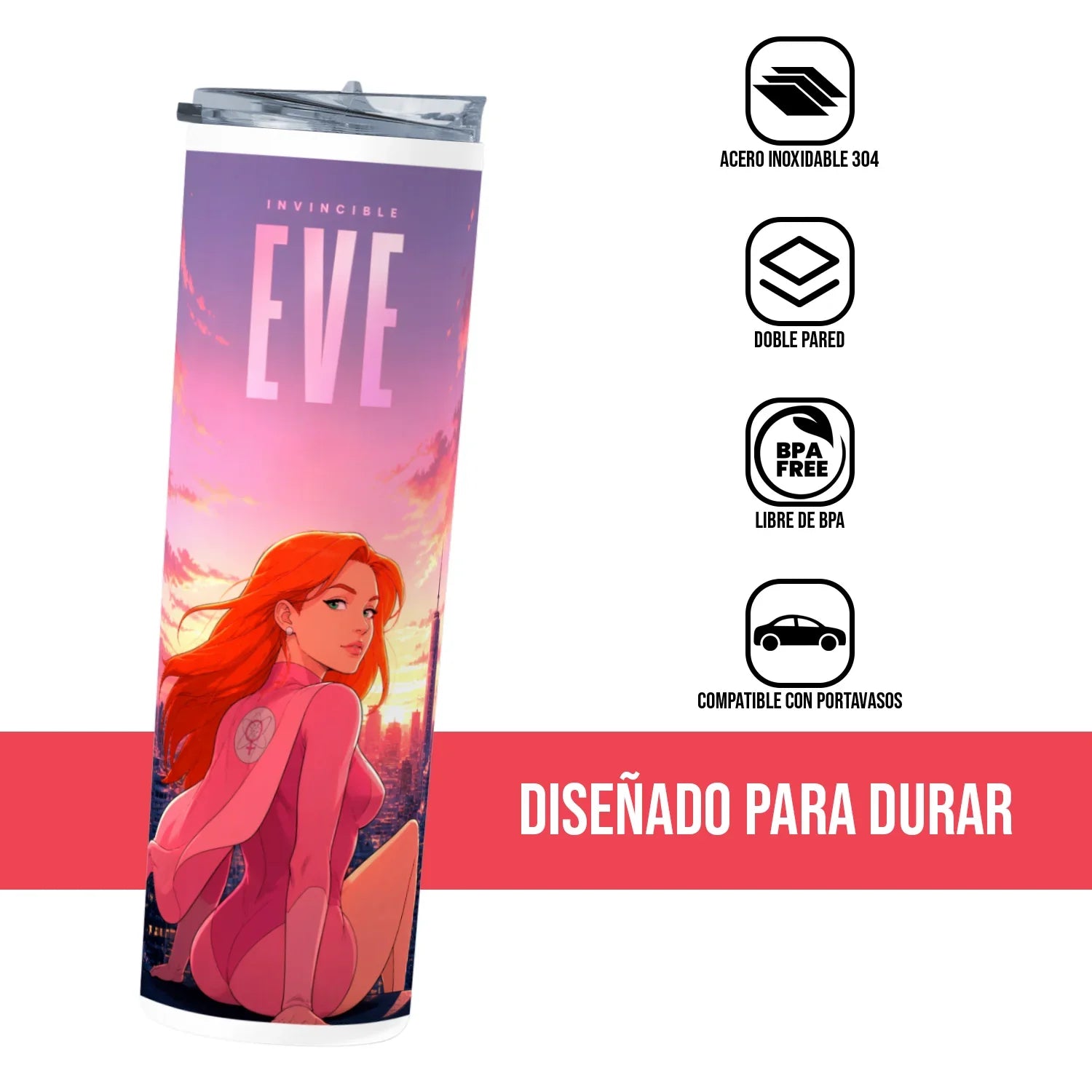 Termo Skinny Tumbler 20 oz de acero inoxidable - Invincible Eve