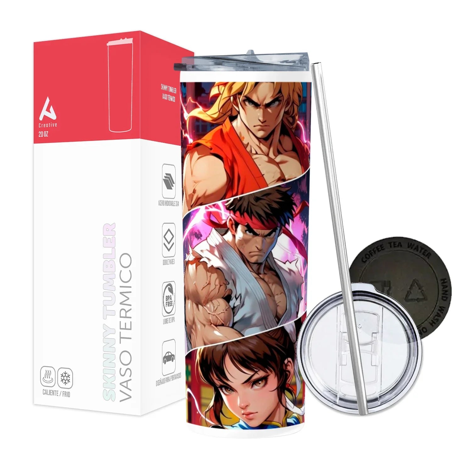 Termo Skinny Tumbler 20 oz de acero inoxidable - Ken Ryu Chun Li