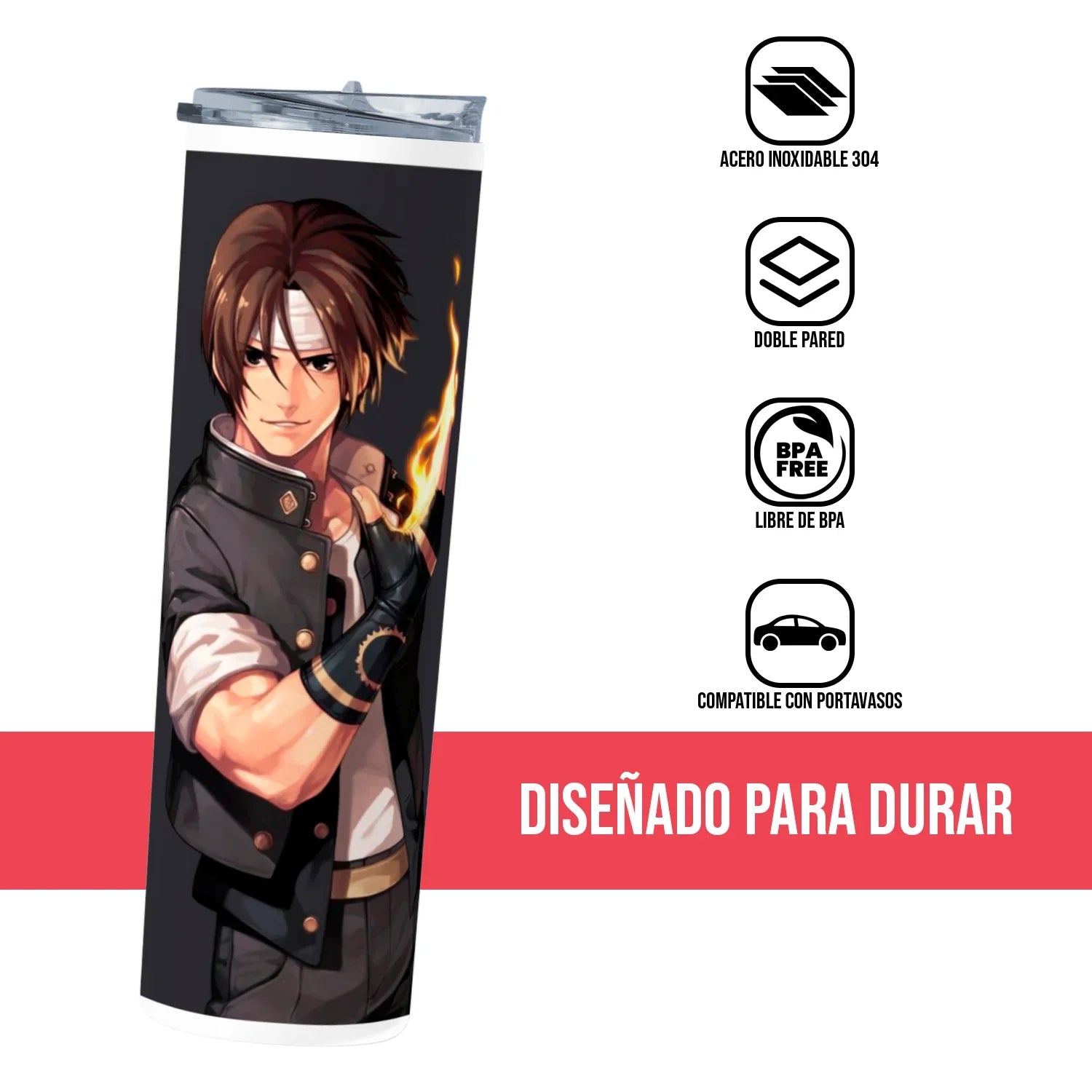 Termo Skinny Tumbler 20 oz de acero inoxidable - KOF Kyo
