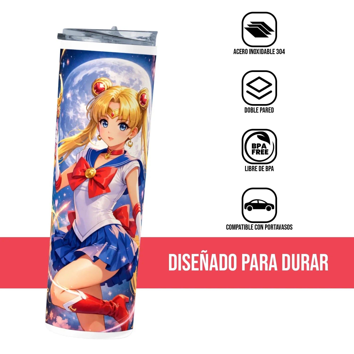 Termo Skinny Tumbler 20 oz de acero inoxidable - Sailor Moon 02
