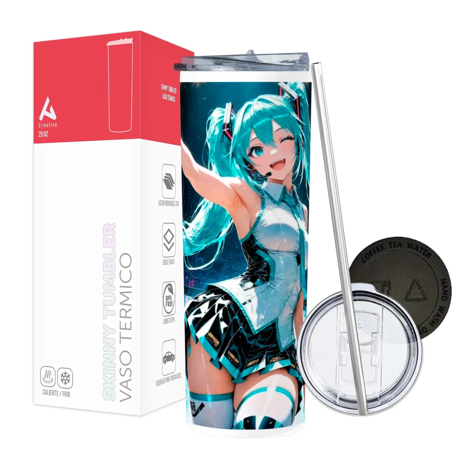 Termo Skinny Tumbler 20 oz de acero inoxidable - Hatsune Miku