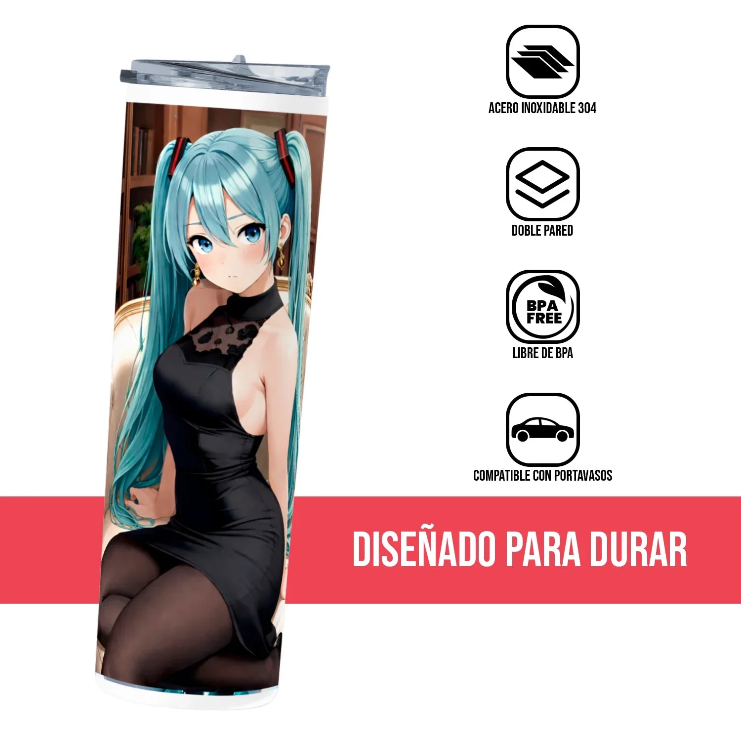 Termo Skinny Tumbler 20 oz de acero inoxidable - Hatsune Miku 02