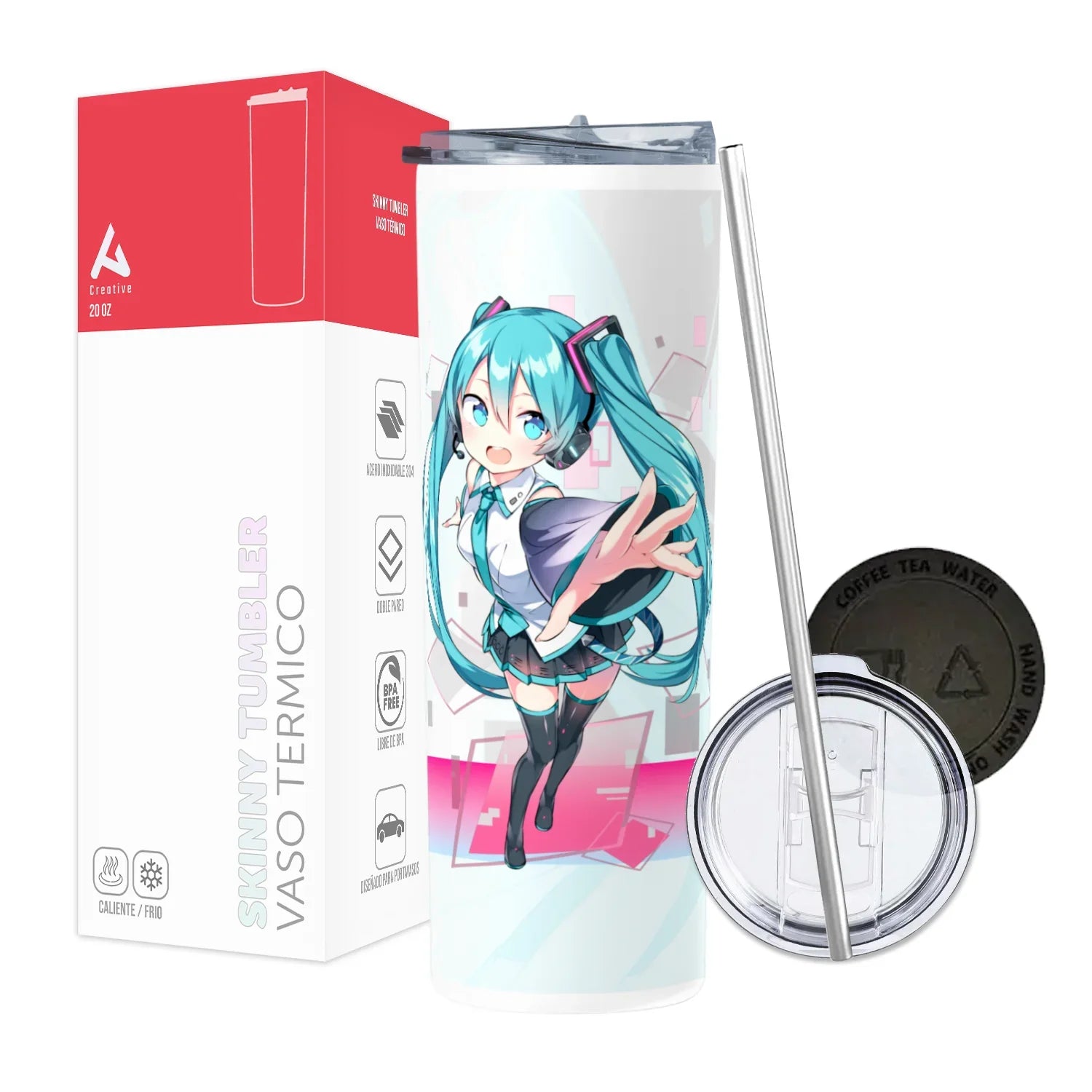 Termo Skinny Tumbler 20 oz de acero inoxidable - Hatsune Miku Diseño