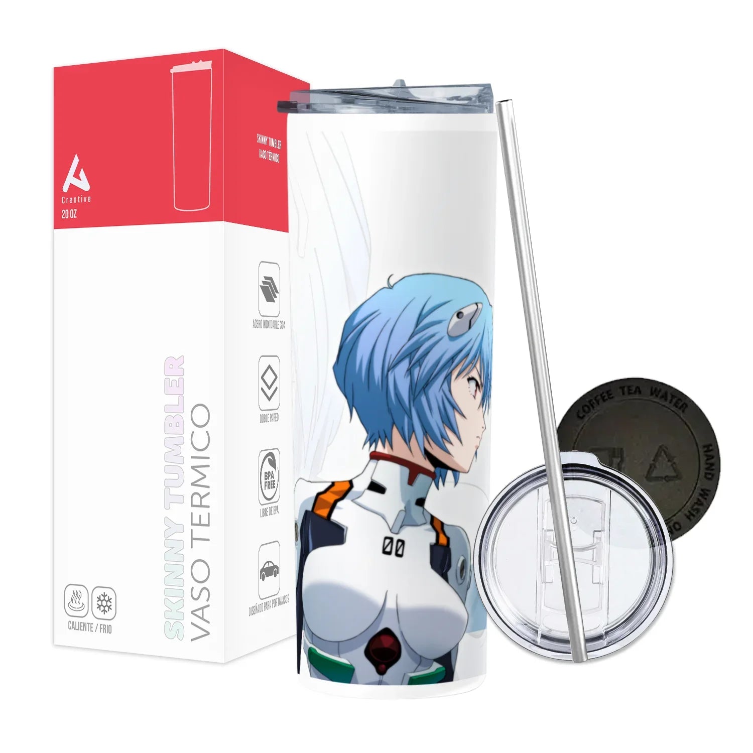 Termo Skinny Tumbler 20 oz de acero inoxidable - Rei Ayanami Evangelion