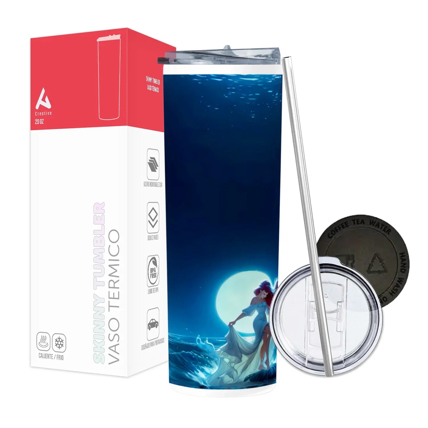 Termo Skinny Tumbler 20 oz de acero inoxidable - Sirenita