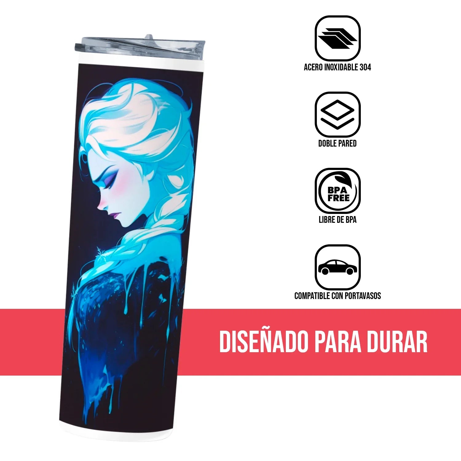 Termo Skinny Tumbler 20 oz de acero inoxidable - Elsa