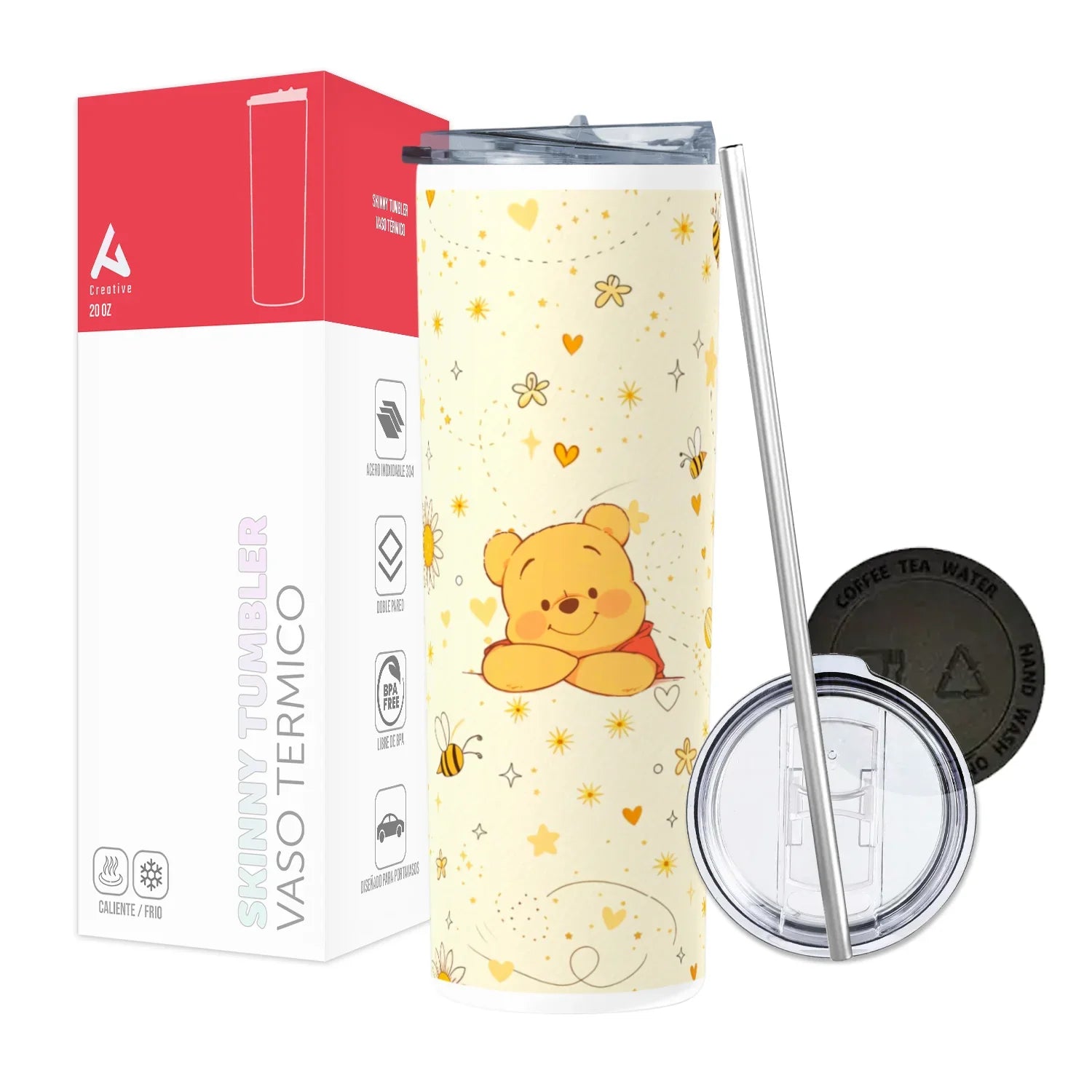 Termo Skinny Tumbler 20 oz de acero inoxidable - Osito Miel
