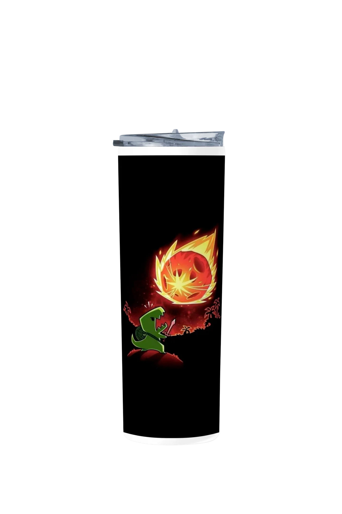 Termo Skinny Tumbler 20 oz de acero inoxidable - Dinosaurio Contra Meteorito