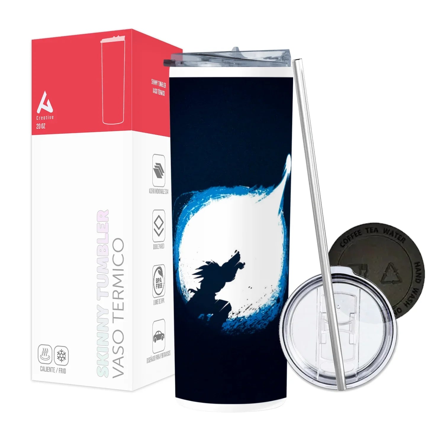 Termo Skinny Tumbler 20 oz de acero inoxidable - Dragon Ball Kame Hame Ha