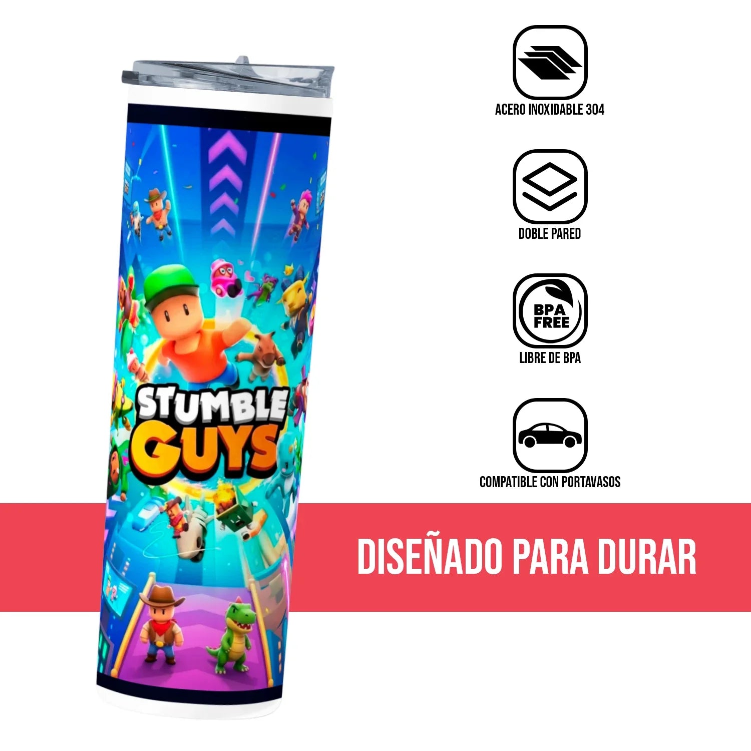 Termo Skinny Tumbler 20 oz de acero inoxidable - Stumble Guys