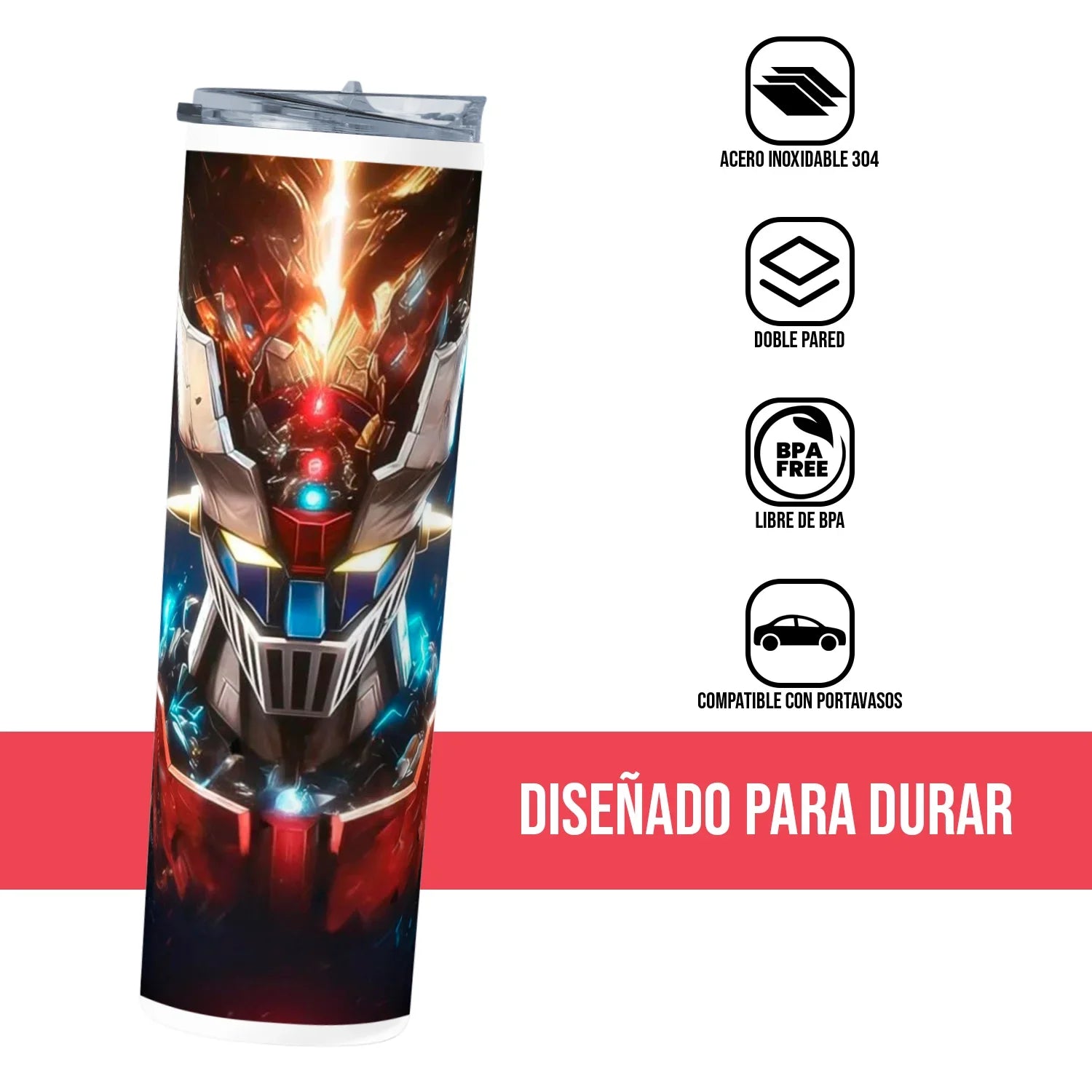 Termo Skinny Tumbler 20 oz de acero inoxidable - Mazinger Z