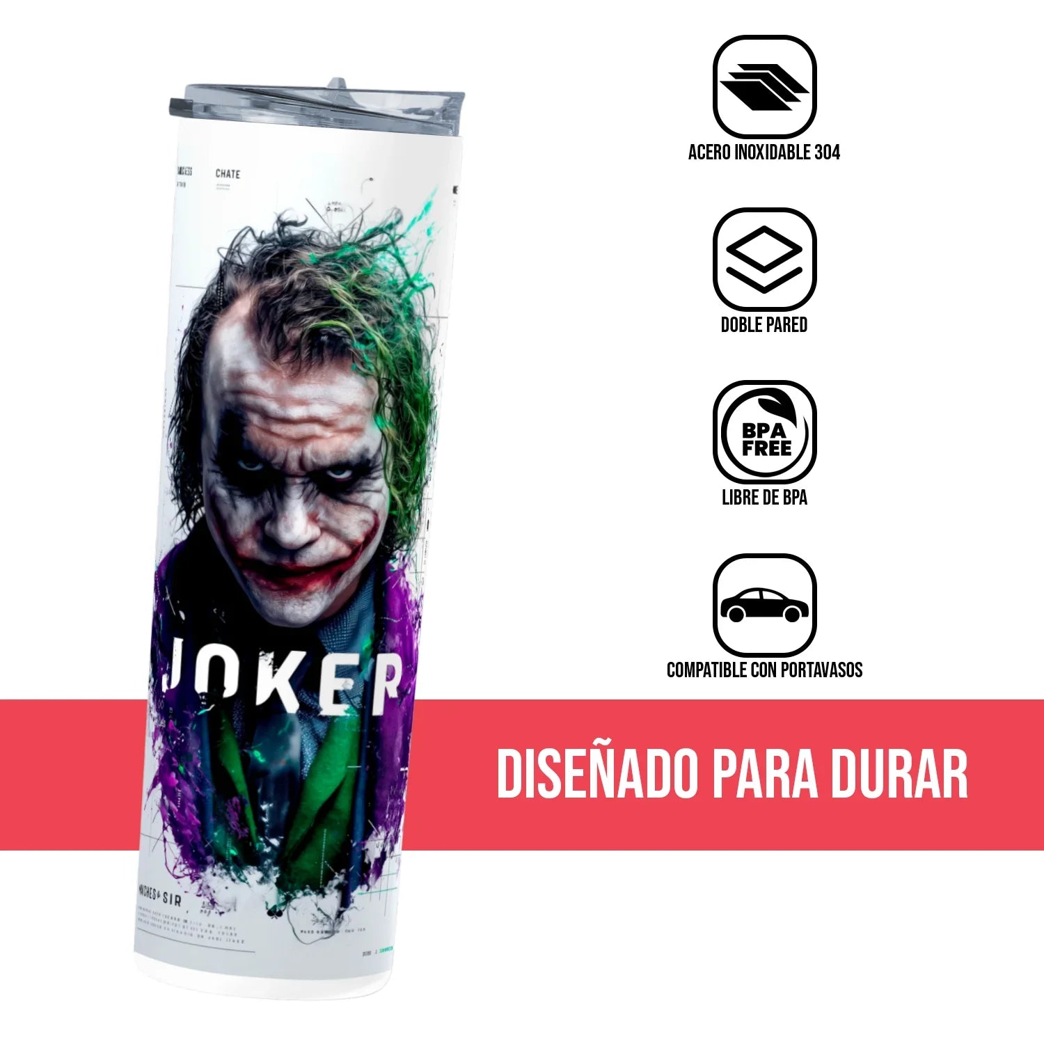 Termo Skinny Tumbler 20 oz de acero inoxidable - The Joker 02