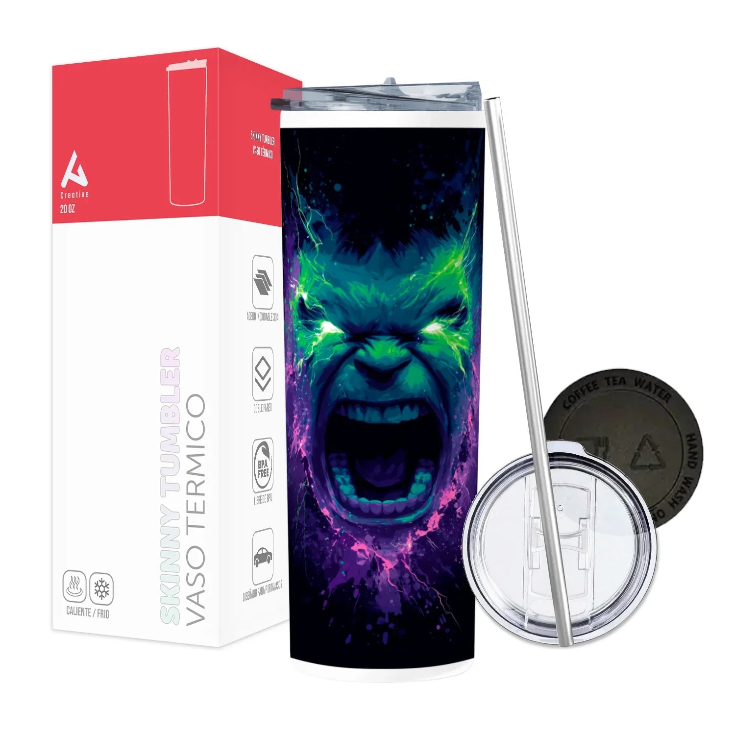 Termo Skinny Tumbler 20 oz de acero inoxidable - Hulk