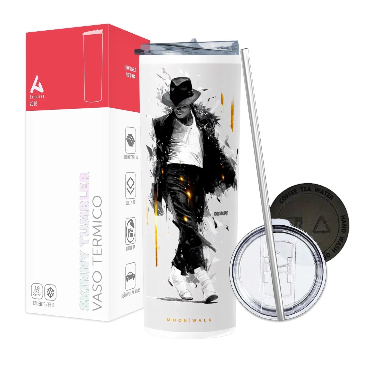 Termo Skinny Tumbler 20 oz de acero inoxidable - Moonwalk Michael Jackson