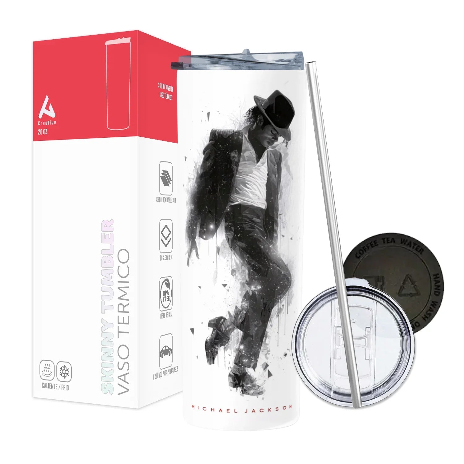 Termo Skinny Tumbler 20 oz de acero inoxidable - Michael Jackson 04