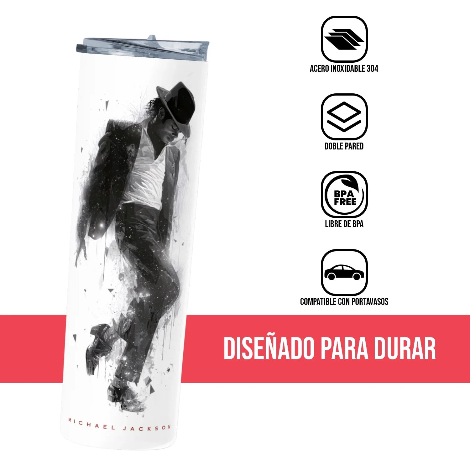 Termo Skinny Tumbler 20 oz de acero inoxidable - Michael Jackson 04
