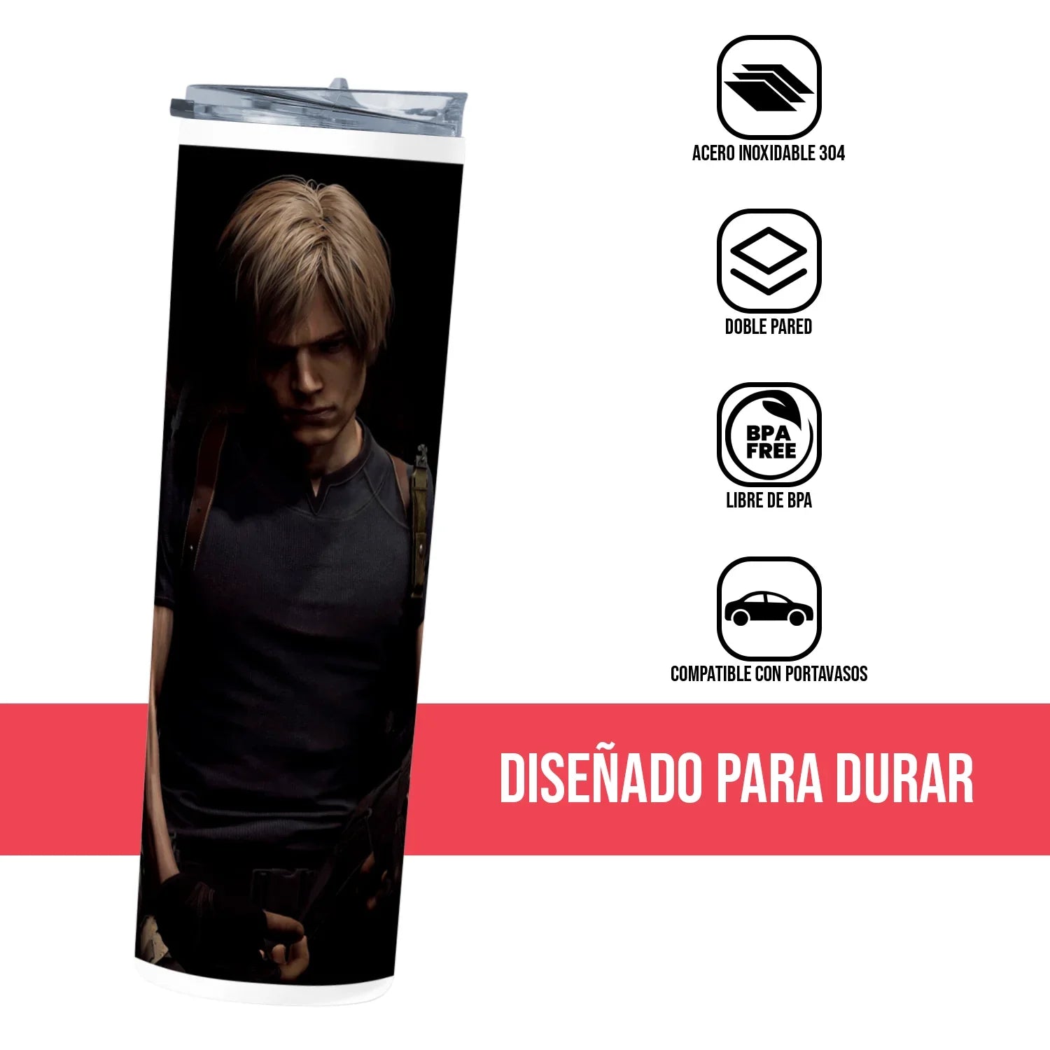 Termo Skinny Tumbler 20 oz de acero inoxidable - Leon S Kennedy