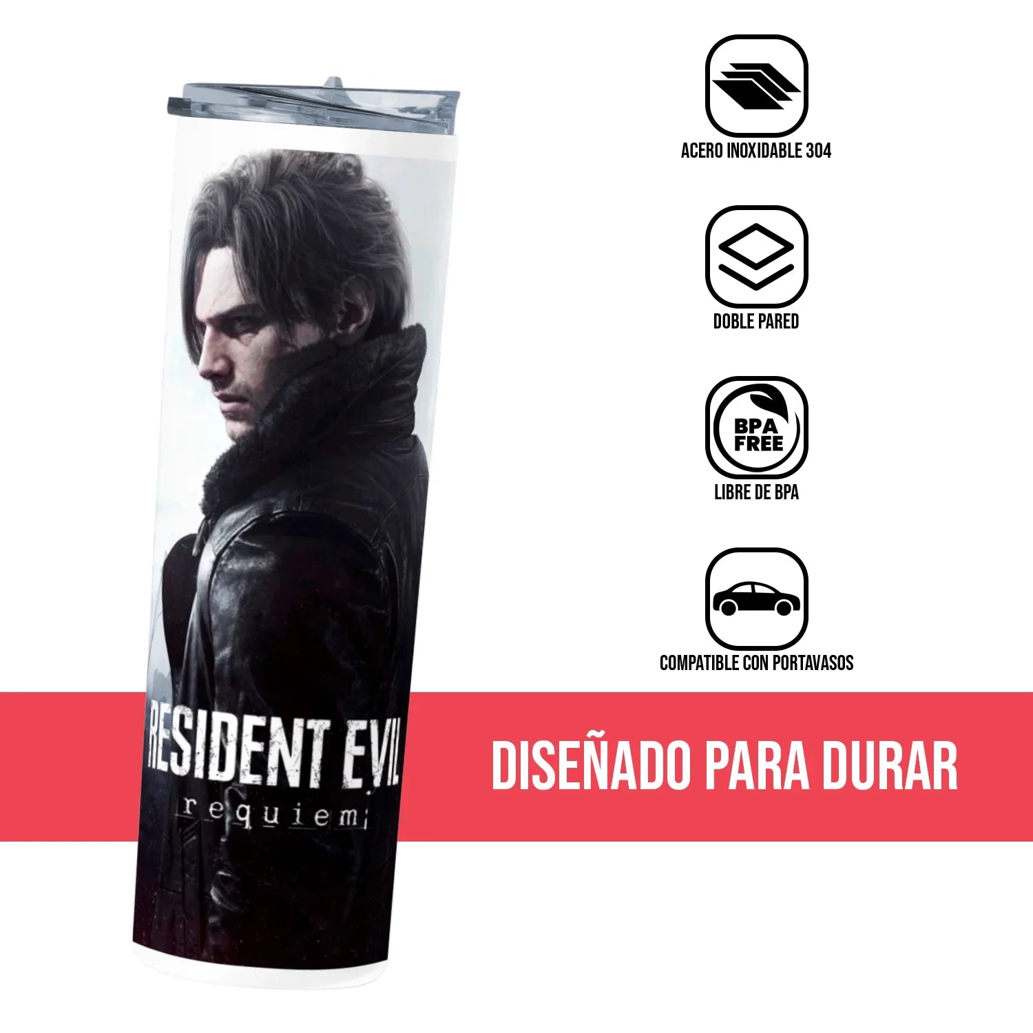 Termo Skinny Tumbler 20 oz de acero inoxidable - Resident Requiem