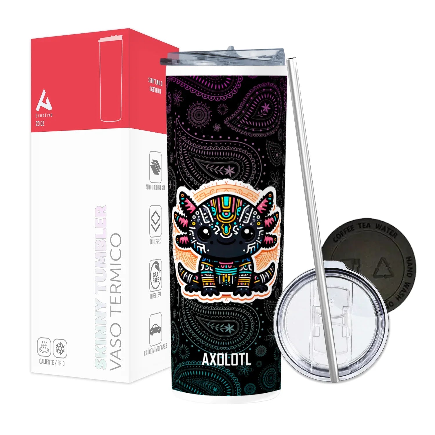 Termo Skinny Tumbler 20 oz de acero inoxidable - Ajolote