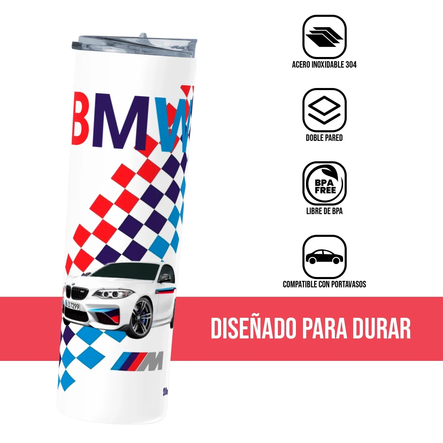 Termo Skinny Tumbler 20 oz de acero inoxidable - BMW