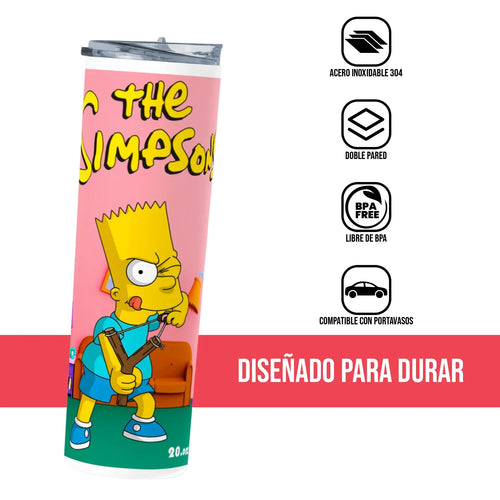 Termo Skinny Tumbler 20 oz de acero inoxidable - Bart simpson