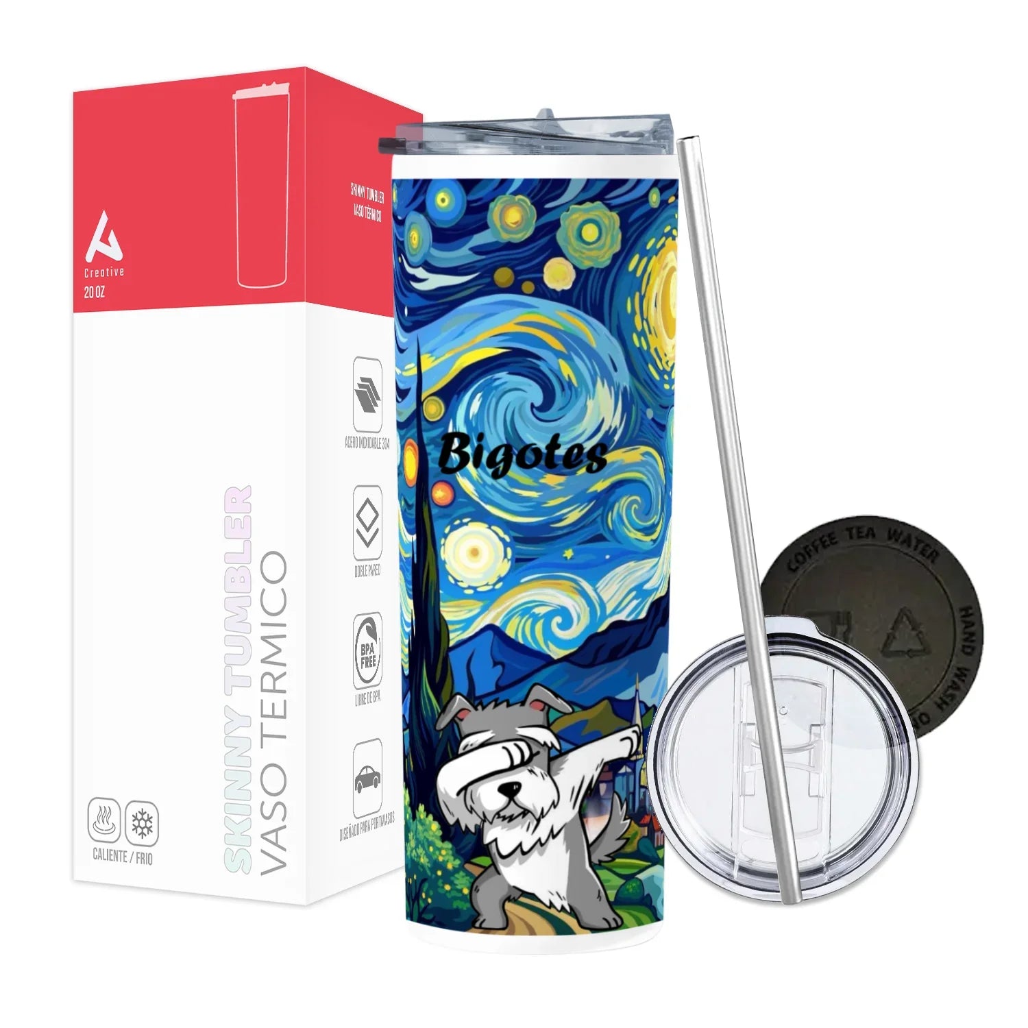 Termo Skinny Tumbler 20 oz de acero inoxidable - Bigotes