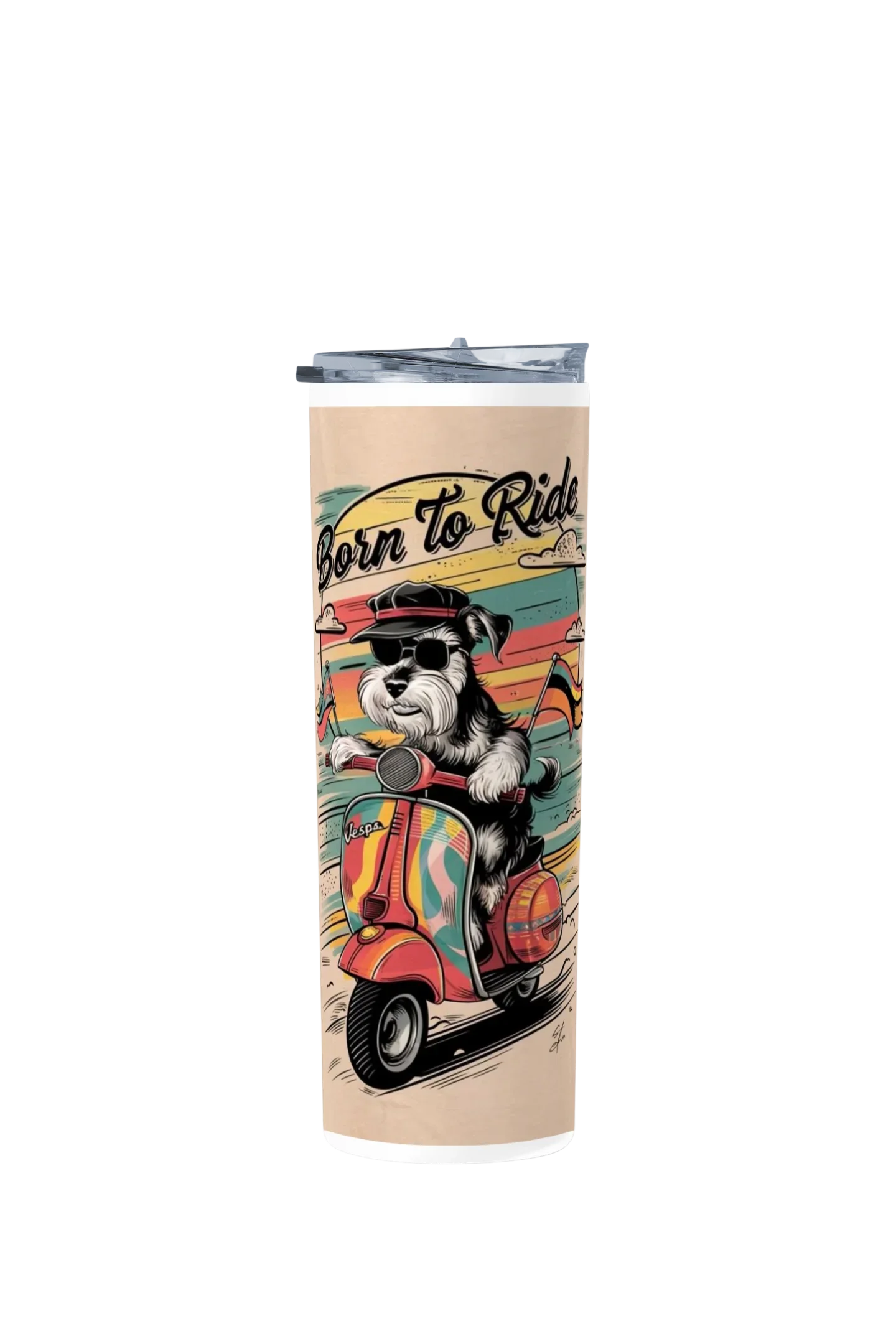 Termo Skinny Tumbler 20 oz de acero inoxidable - Born to ride Schnauzer