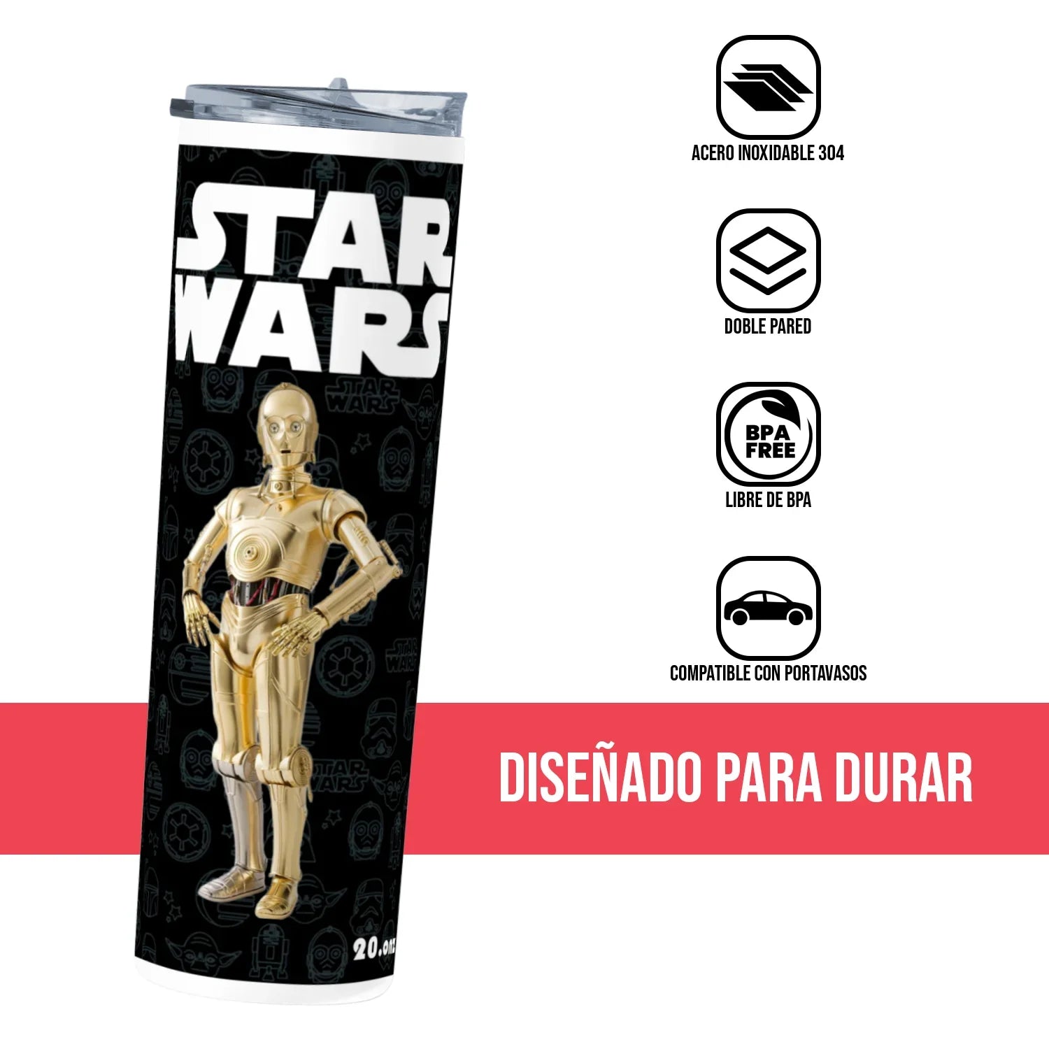 Termo Skinny Tumbler 20 oz de acero inoxidable - C-3PO Star Wars