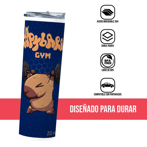 Termo Skinny Tumbler 20 oz de acero inoxidable - Capybara Gym