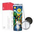 Termo Skinny Tumbler 20 oz de acero inoxidable - Gato en un pueblito. Pintura