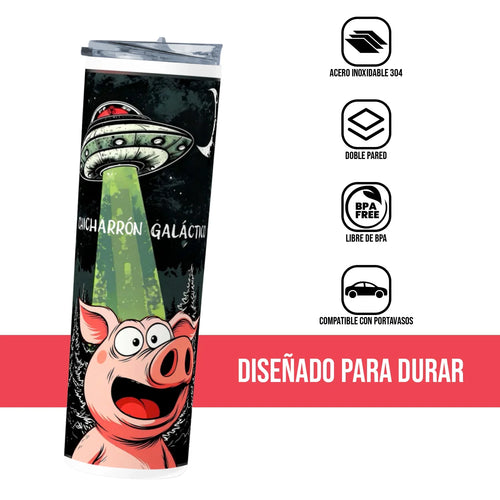 Termo Skinny Tumbler 20 oz de acero inoxidable - Chicharron Galactico