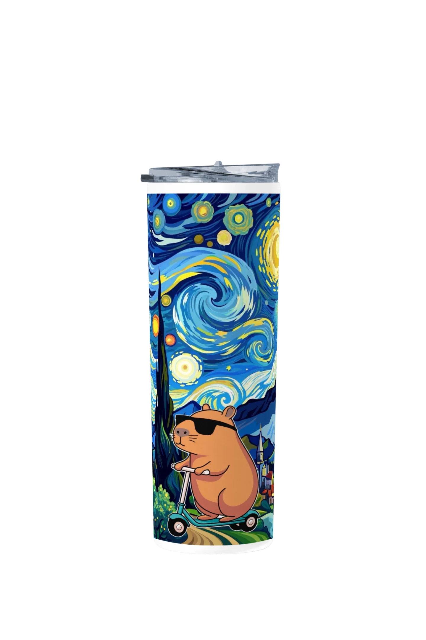Termo Skinny Tumbler 20 oz de acero inoxidable - Capibara Scooter (2)