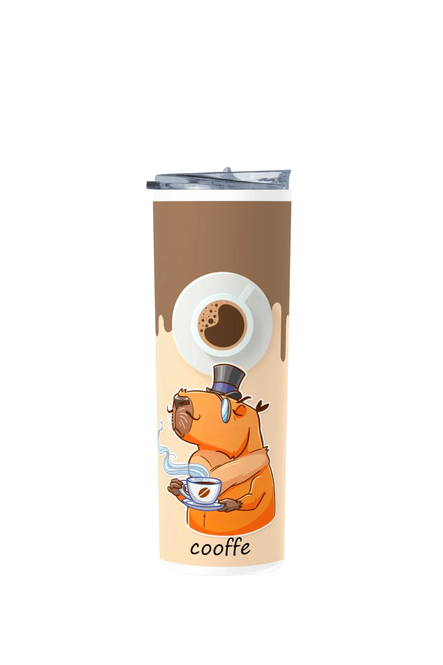Termo Skinny Tumbler 20 oz de acero inoxidable - Capibara toma cafe