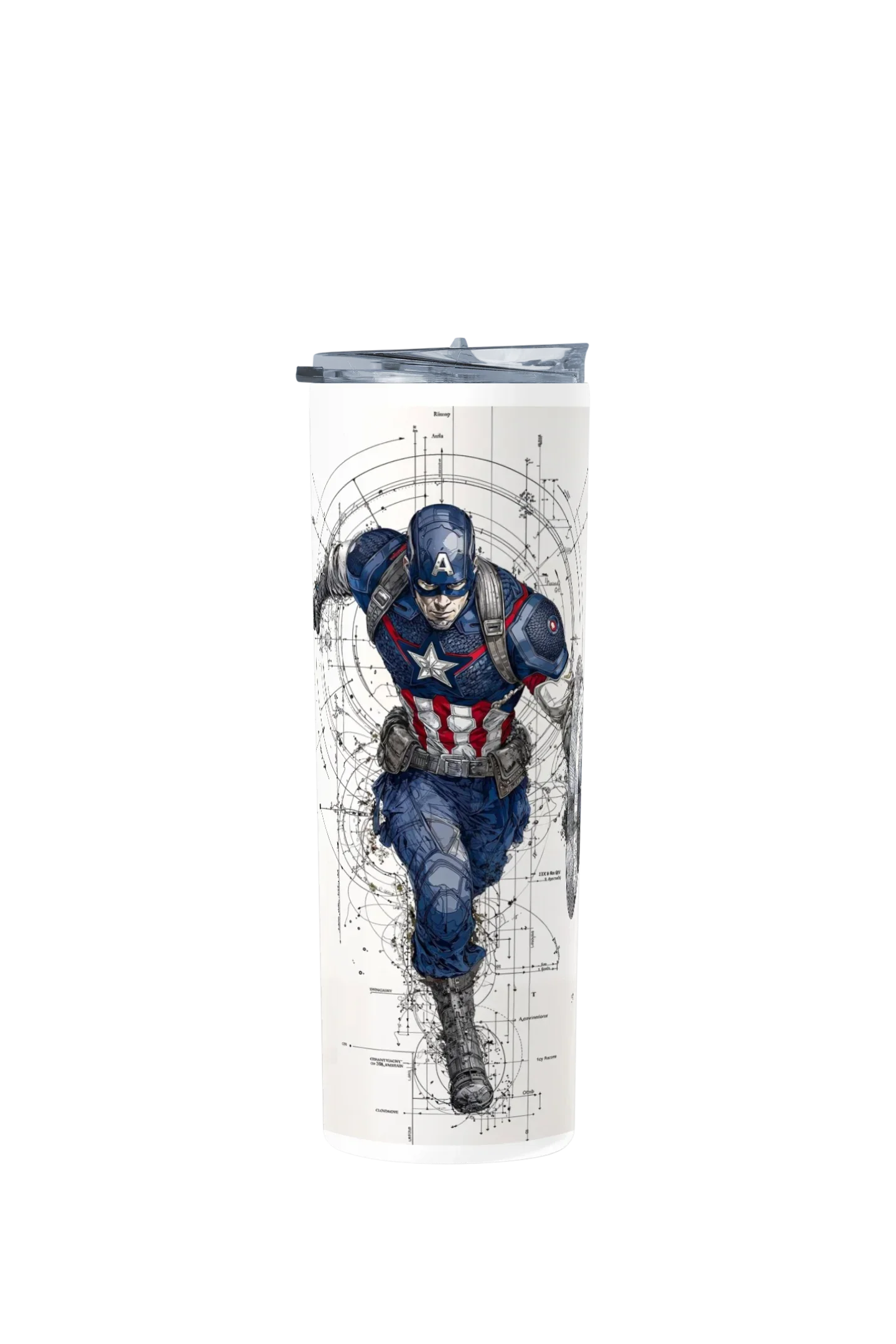 Termo Skinny Tumbler 20 oz de acero inoxidable - Capitan America Sketch