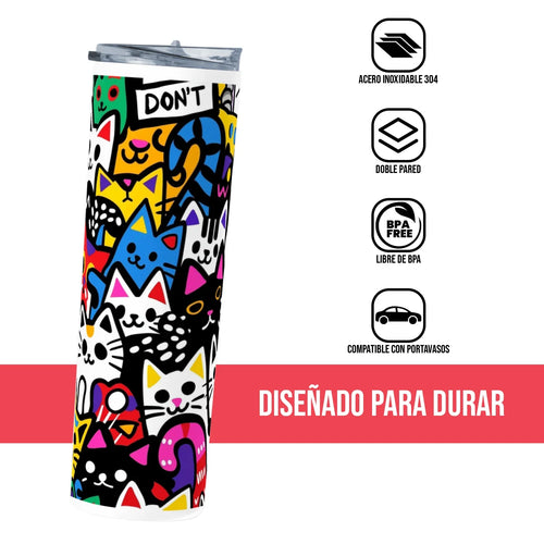 Termo Skinny Tumbler 20 oz de acero inoxidable - Cats