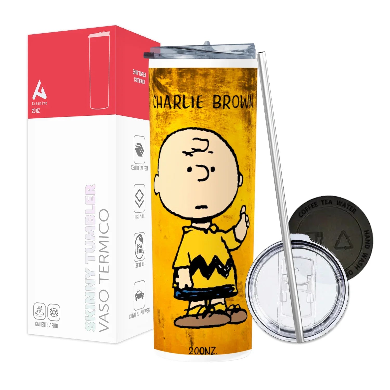 Termo Skinny Tumbler 20 oz de acero inoxidable - Charlie Brown