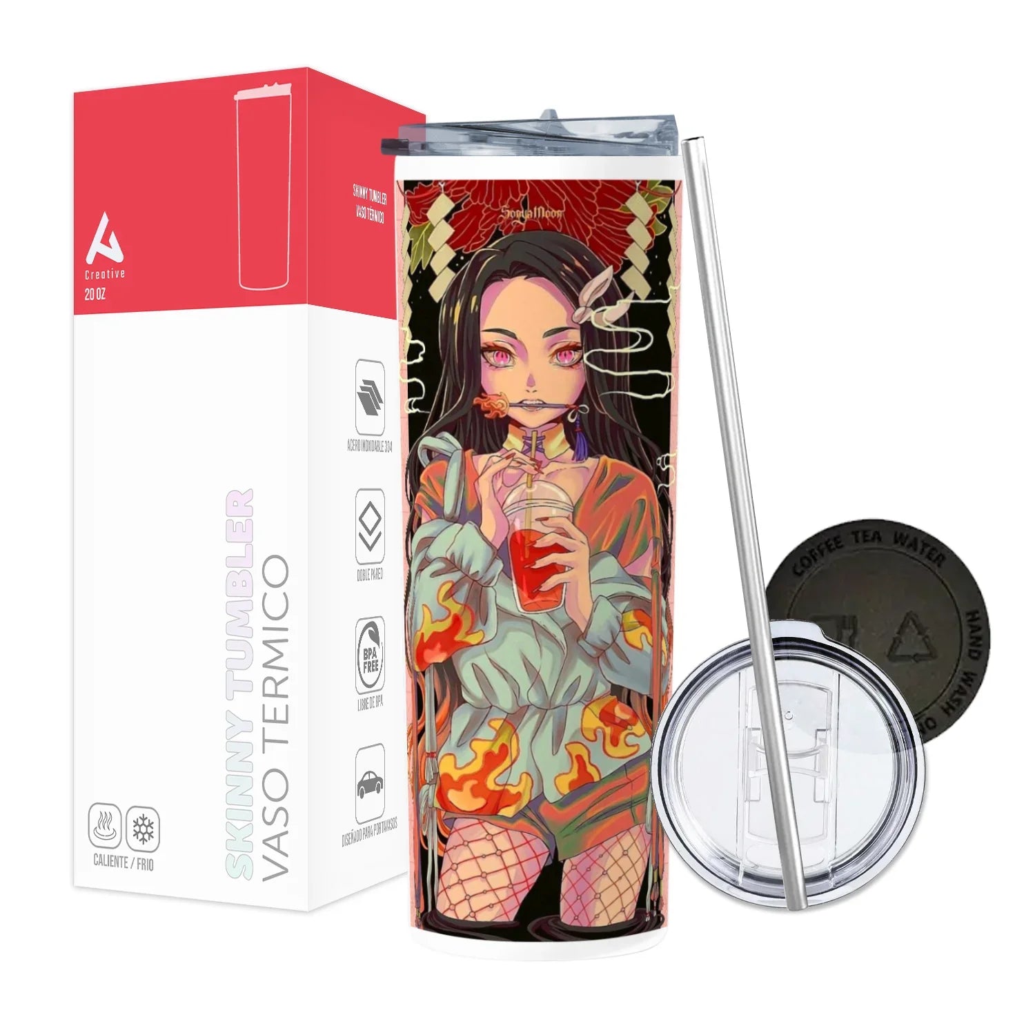 Termo Skinny Tumbler 20 oz de acero inoxidable - Chiva Anime